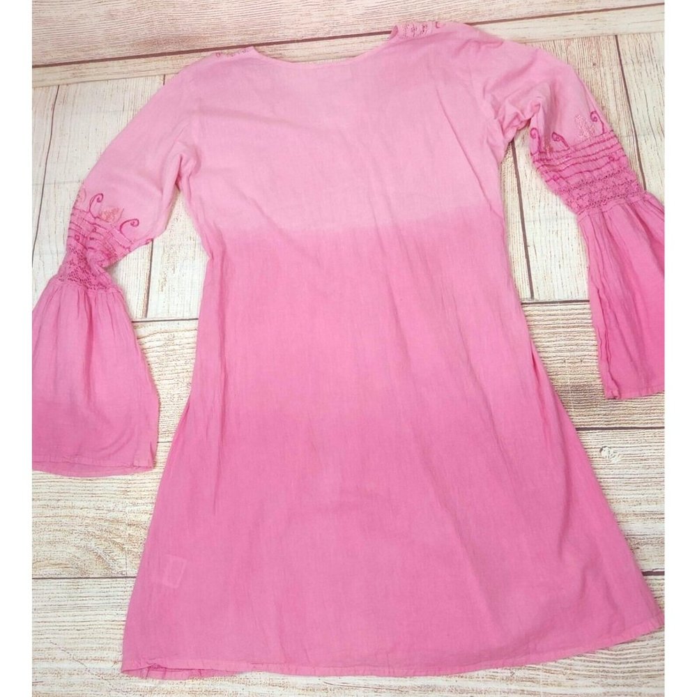 Embroidery Pink Summer Tunic Women's Shirt Tunic Top Dress Kurta 100% Cotton L - Picture 14 of 16